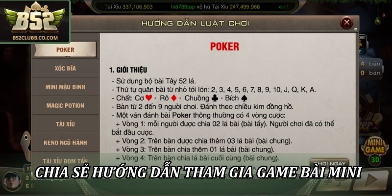 Game Bài Mini Tại B52club: Giải Trí Nhanh, Thắng Cực Đã 2 Chia sẻ hướng dẫn tham gia game bài mini